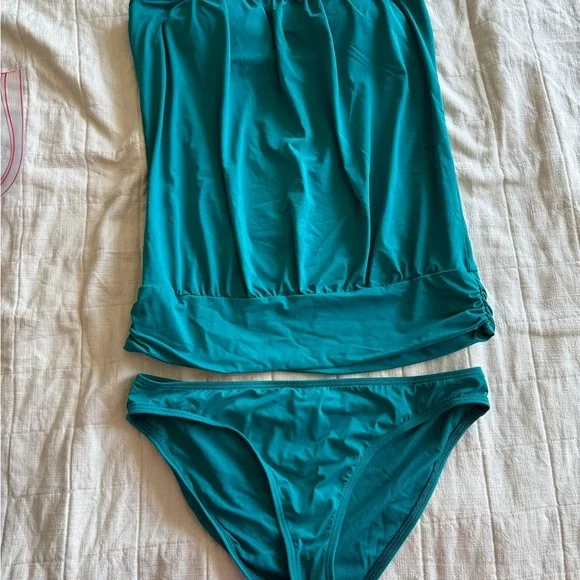 Teal Tankini Swimsuit Set - Picture 3 of 5